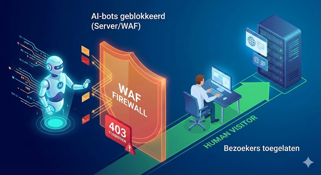Server & Firewall (WAF): Waarom AI-bots geblokkeerd kunnen zijn (en hoe je dit controleert)