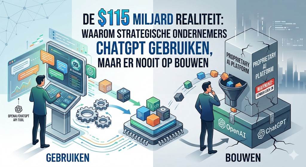 De $115 Miljard Realiteit: Waarom strategische ondernemers ChatGPT gebruiken, maar er nooit op bouwen  