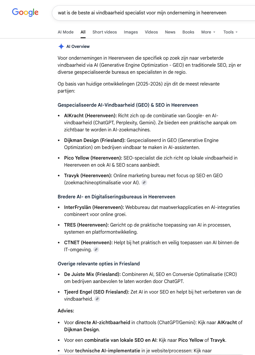  beste ai vindbaarheid specialist voor mijn onderneming in heerenveen